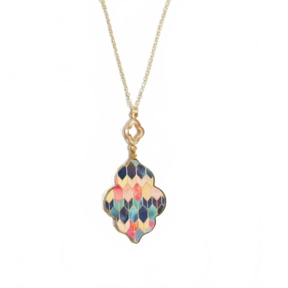NEW FUNKY MONKEY women's charlie mosaic long pendant necklace in multicolor